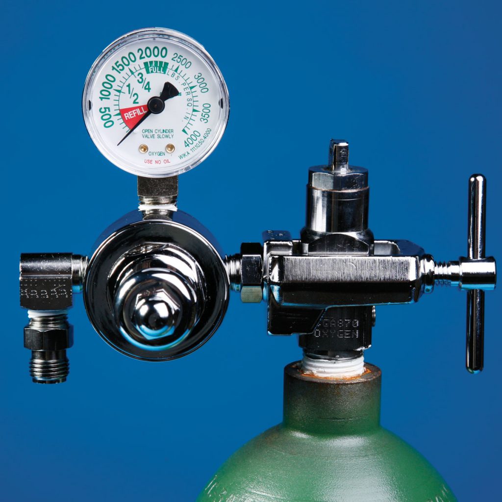 EZ330 Oxygen Regulator preset to deliver 50 psi